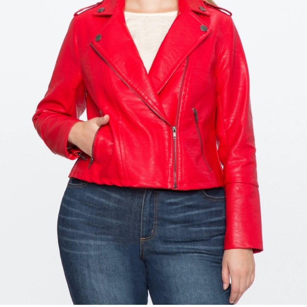 Eloquii faux leather moto jacket